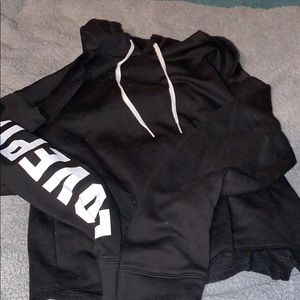 PINK Cropped Sweatshirt with holes in shoulders